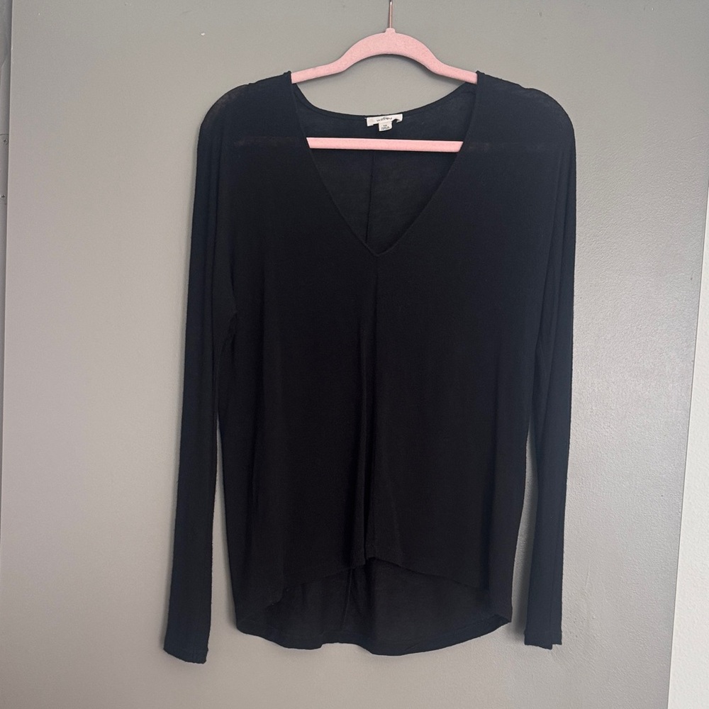 WILFRED Black V-Neck Long Sleeve Top, XXS